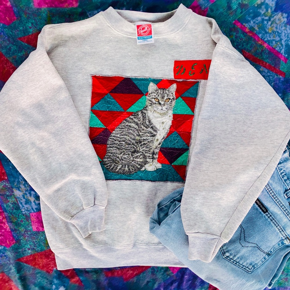 Vintage Cat Crewneck Sweater
